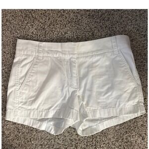 J Crew Womens Chino Shorts White Cotton  Broken-In Casual Belt Loops Pockets 4